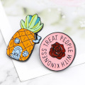 Hot selling new cartoon cute succulents alphabet rose pin  personality pineapple fruit badge